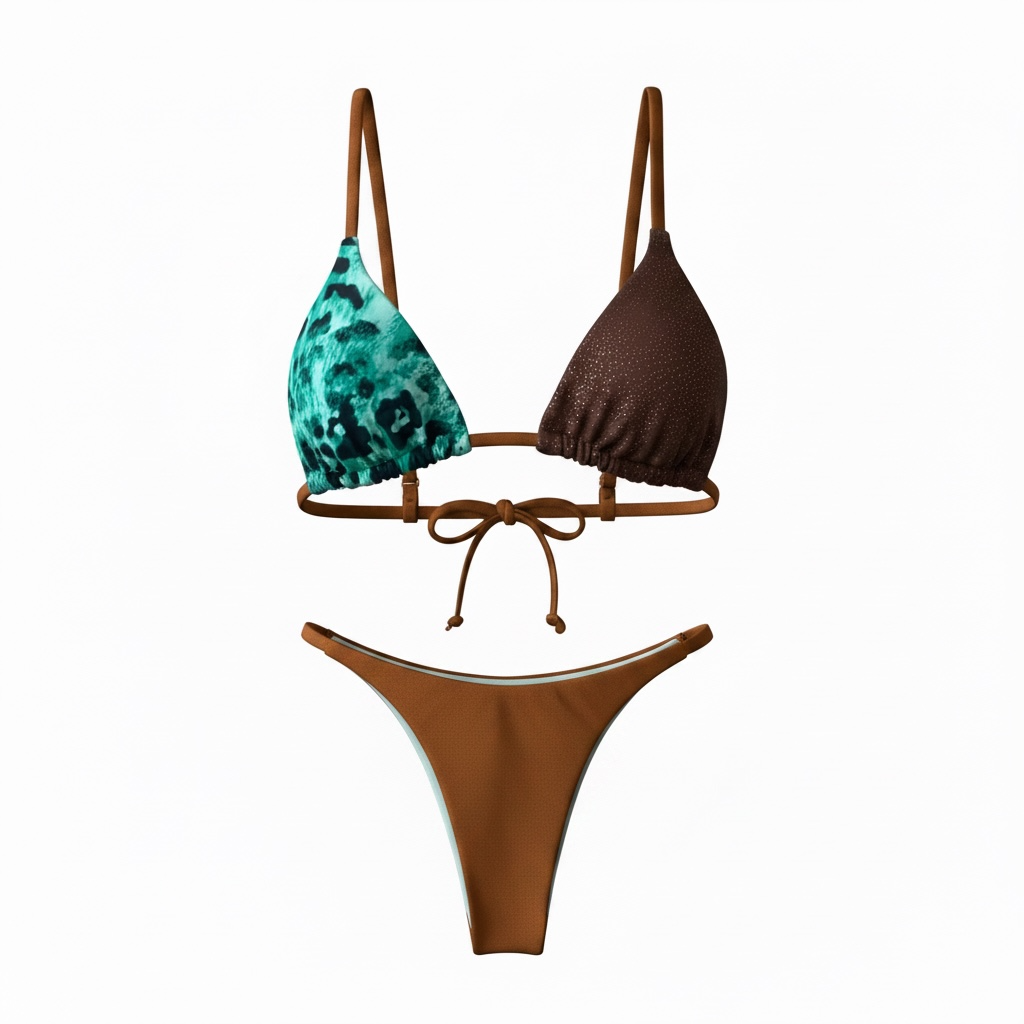 “Wild Jungle Sustainakini Triangle Top” -Handmade