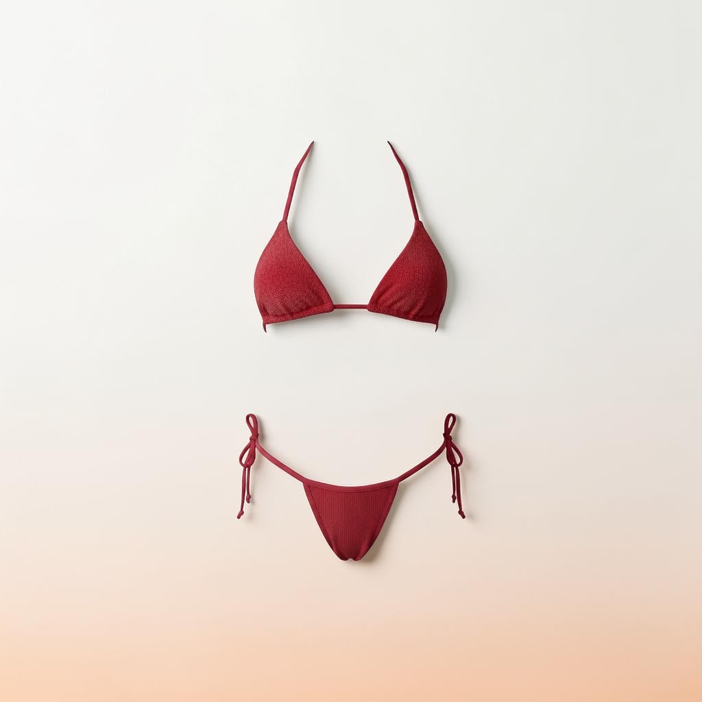 “Coral Terry Side Tie Bottom” -Handmade