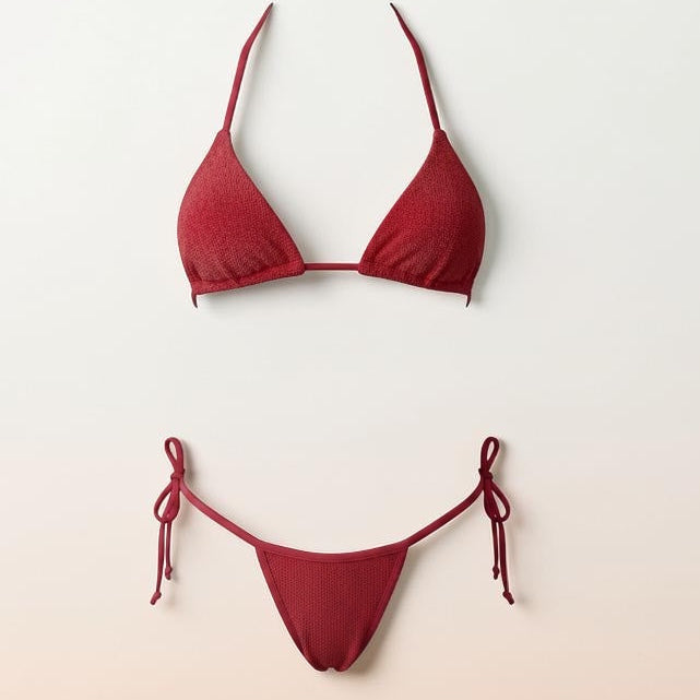“Coral Terry Triangle Top” -Handmade