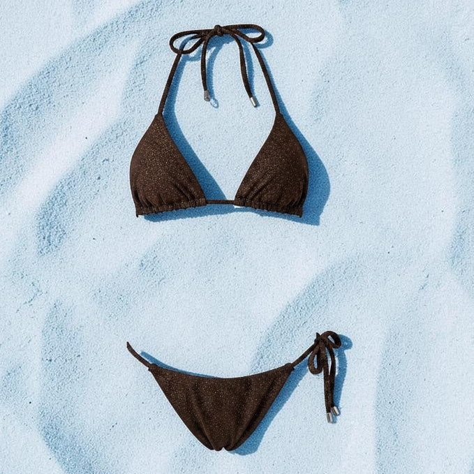 “Crystal Brownie Triangle Top” -Handmade