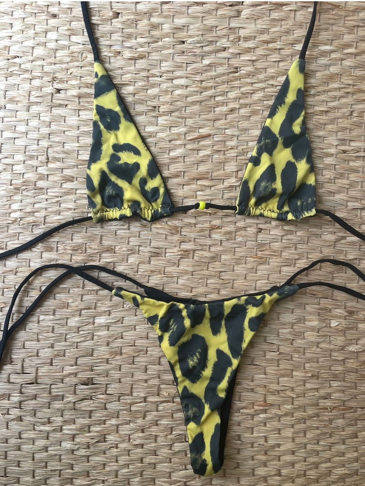 "Yellow Leopard Triangle Top" -Handmade