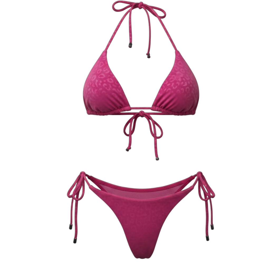 “Pink leopard Triangle top” -handmade