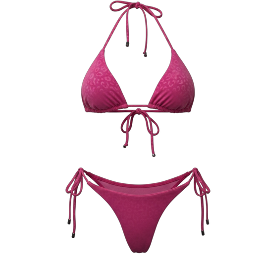 “Pink leopard Triangle top” -handmade
