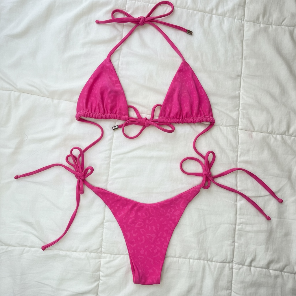 “Pink leopard Triangle top” -handmade