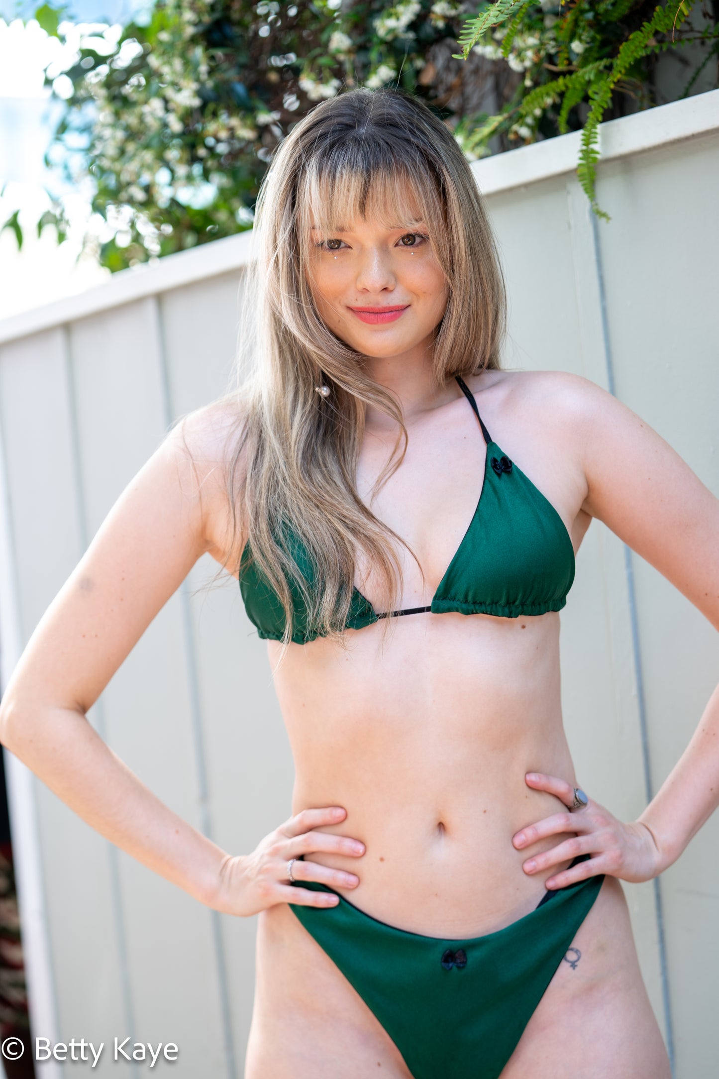 "Emerald w/ Bows" Triangle Bikini Top  - Limited Stock!