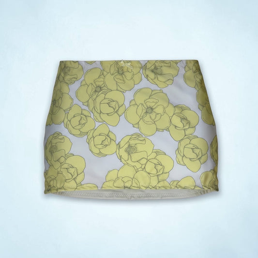 “Yellow Peonies Swim Cover Skirt