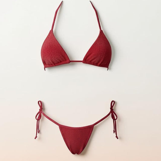 “Coral Terry Triangle Top” -Handmade