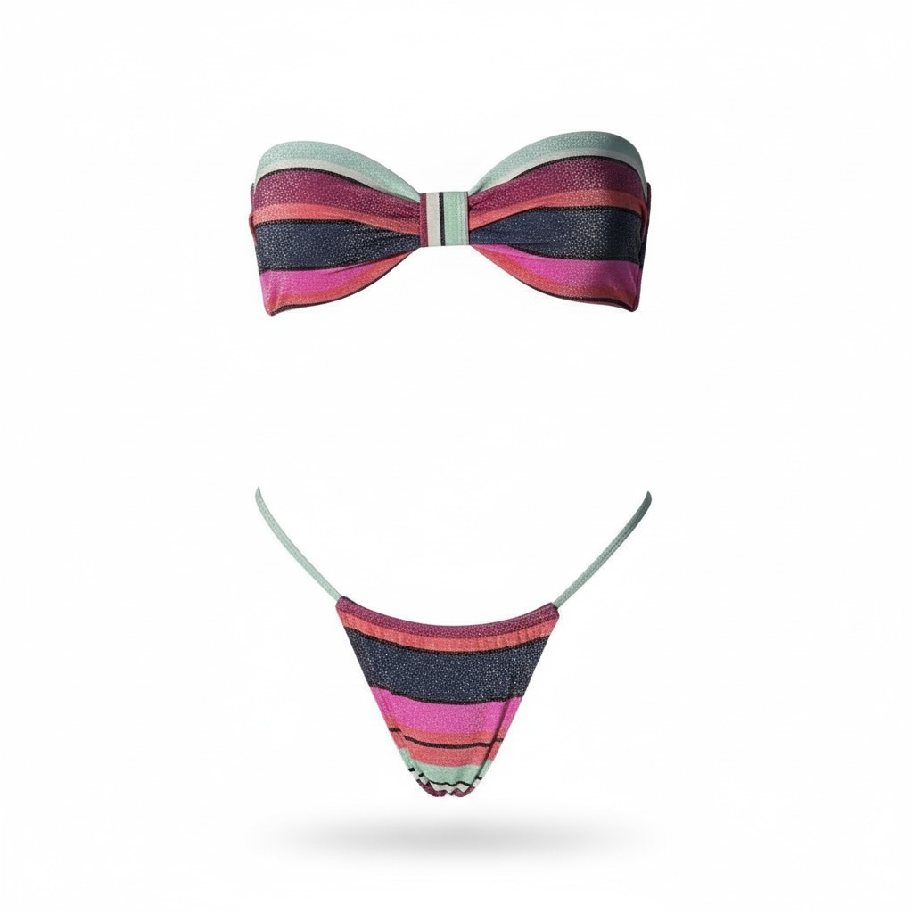 "Disco Stripes Bandeau Top" -Handmade