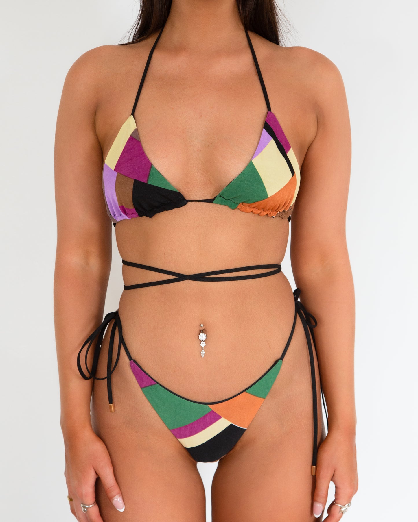 "Morocco" Color Blocked Tie-Side Bikini Bottom - Limited Stock!