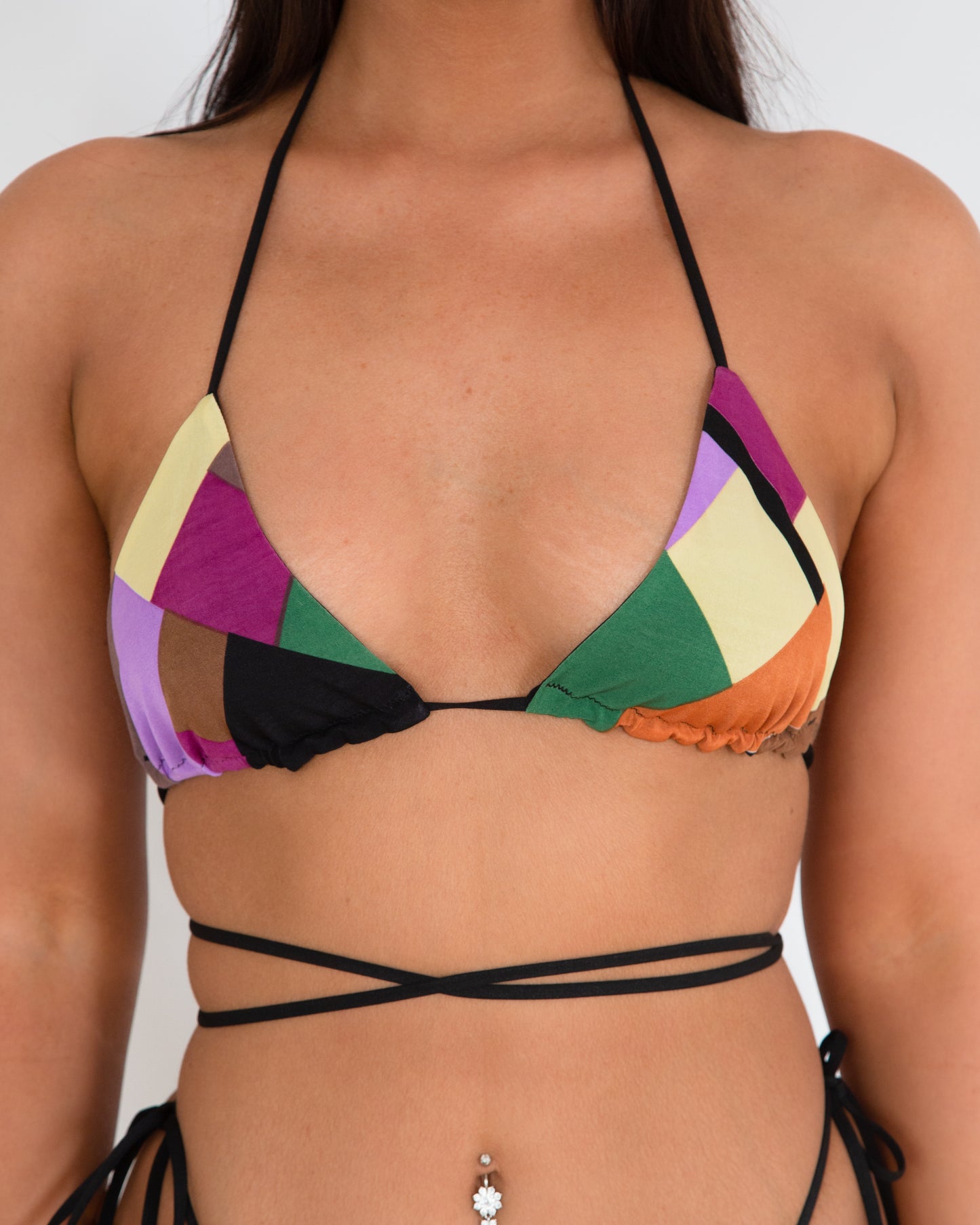 "Morocco" Color Blocked Triangle Bikini Top - Limited Stock!