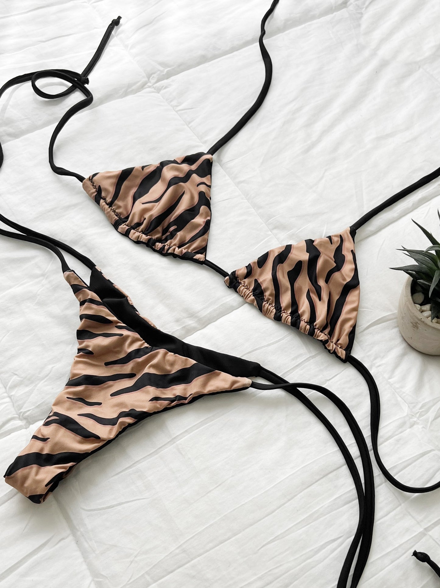 "Tiger" Print Triangle Bikini Top